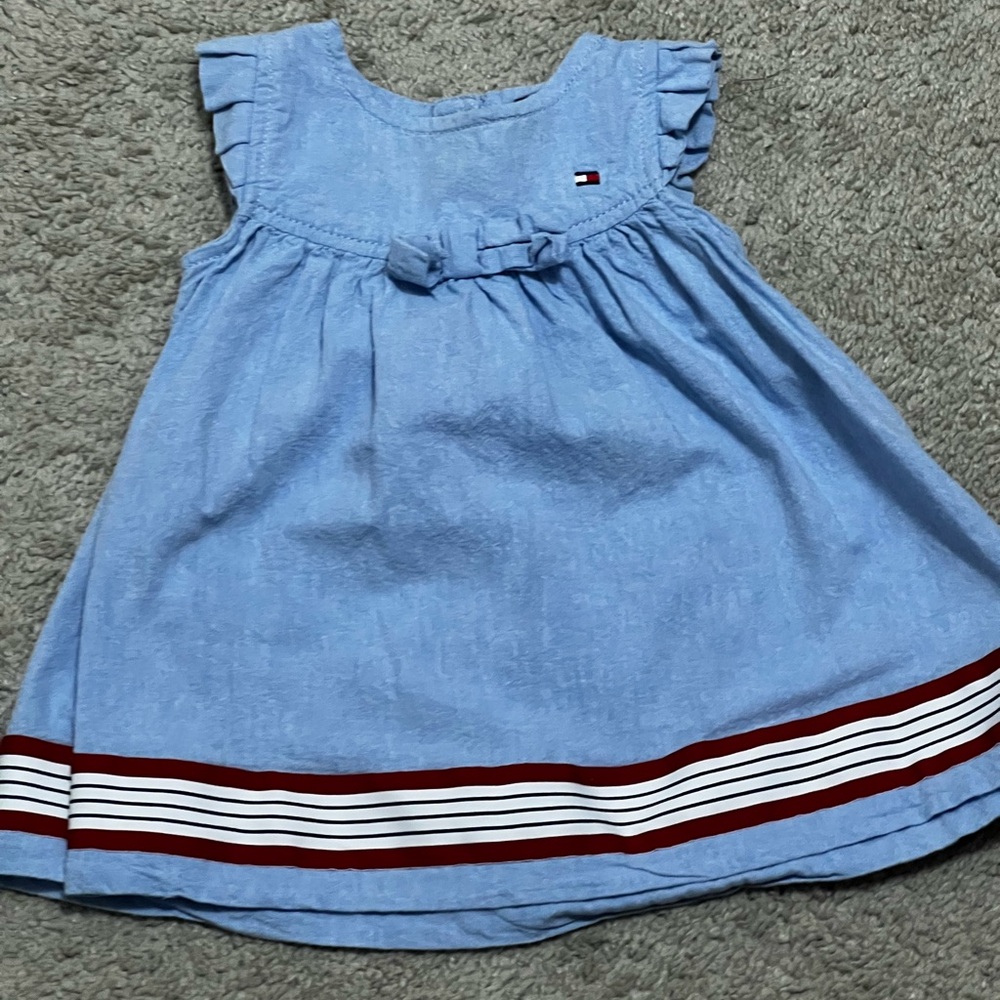 Tommy Hilfiger Blue Sleeveless Sundress with Flutter Sleeves